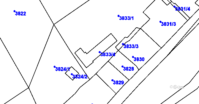 Parcela st. 3833/4 v KÚ Jablunkov, Katastrální mapa