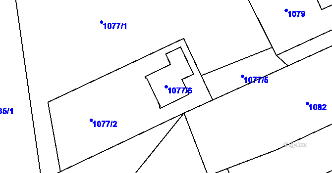 Parcela st. 1077/6 v KÚ Jablunkov, Katastrální mapa