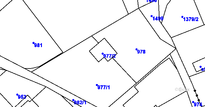 Parcela st. 977/2 v KÚ Jablunkov, Katastrální mapa