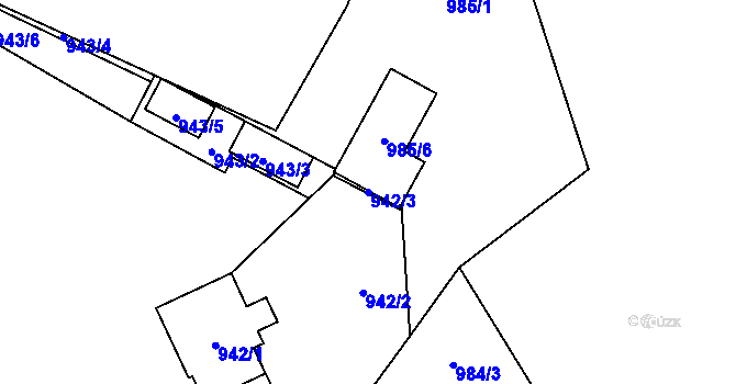 Parcela st. 942/3 v KÚ Jablunkov, Katastrální mapa