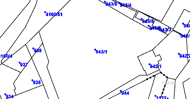 Parcela st. 943/1 v KÚ Jablunkov, Katastrální mapa