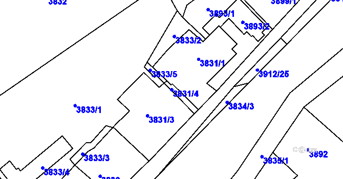 Parcela st. 3831/4 v KÚ Jablunkov, Katastrální mapa