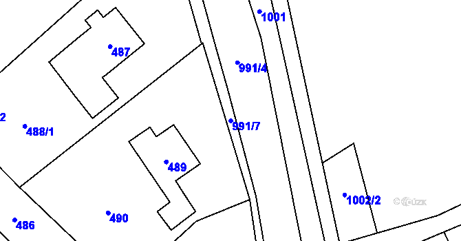Parcela st. 991/7 v KÚ Jablunkov, Katastrální mapa