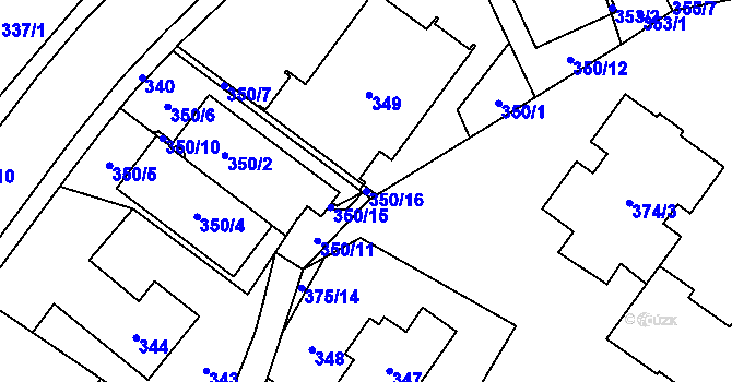 Parcela st. 350/16 v KÚ Jablunkov, Katastrální mapa