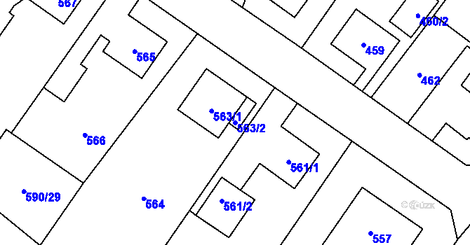 Parcela st. 563/2 v KÚ Jablunkov, Katastrální mapa