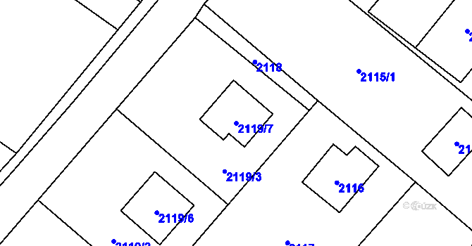 Parcela st. 2119/7 v KÚ Jablunkov, Katastrální mapa