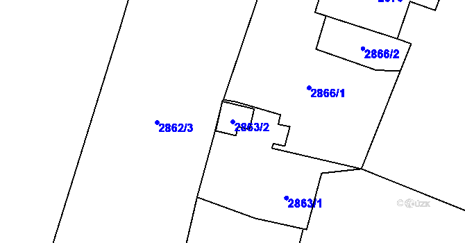 Parcela st. 2863/2 v KÚ Jablunkov, Katastrální mapa
