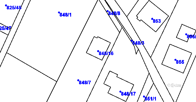 Parcela st. 848/16 v KÚ Jablunkov, Katastrální mapa