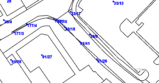 Parcela st. 91/41 v KÚ Jablunkov, Katastrální mapa