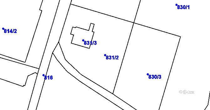 Parcela st. 831/2 v KÚ Jablunkov, Katastrální mapa