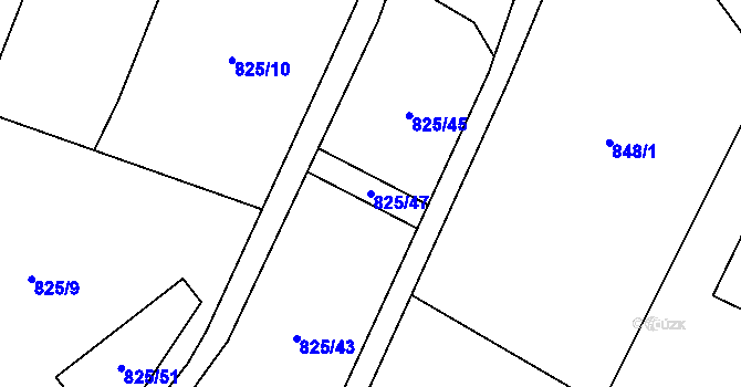 Parcela st. 825/47 v KÚ Jablunkov, Katastrální mapa