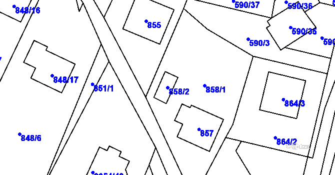 Parcela st. 858/2 v KÚ Jablunkov, Katastrální mapa