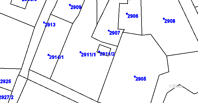 Parcela st. 2911/2 v KÚ Jablunkov, Katastrální mapa