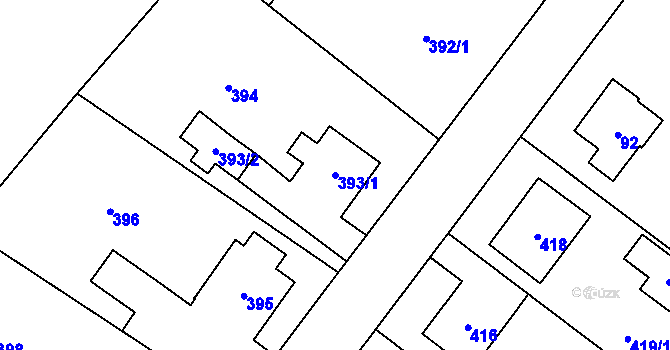 Parcela st. 393/1 v KÚ Jablunkov, Katastrální mapa