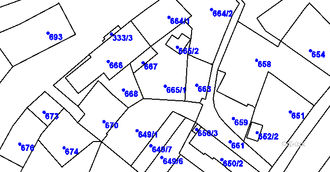 Parcela st. 665/1 v KÚ Jablunkov, Katastrální mapa