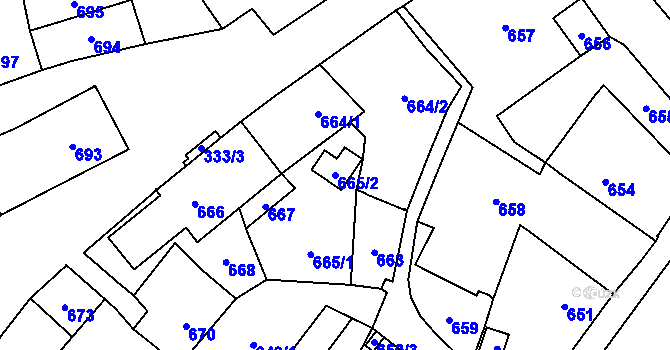 Parcela st. 665/2 v KÚ Jablunkov, Katastrální mapa