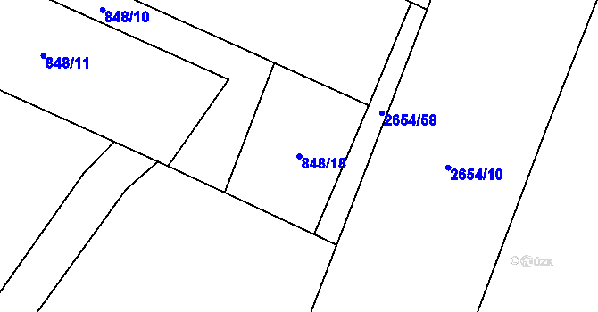 Parcela st. 848/18 v KÚ Jablunkov, Katastrální mapa
