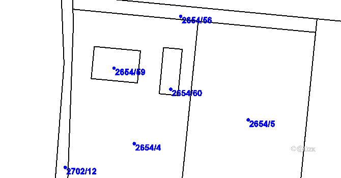 Parcela st. 2654/60 v KÚ Jablunkov, Katastrální mapa