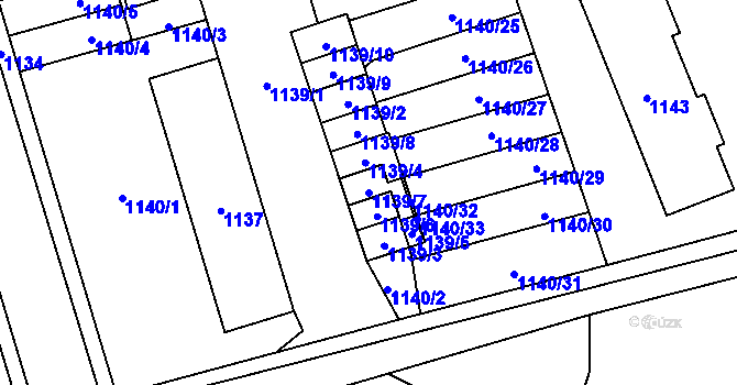 Parcela st. 1139/7 v KÚ Jablunkov, Katastrální mapa