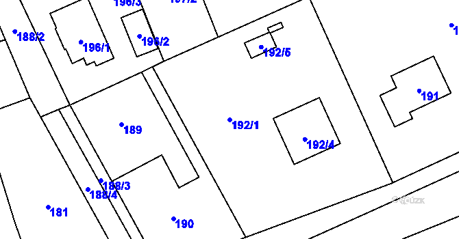 Parcela st. 192/1 v KÚ Návsí, Katastrální mapa