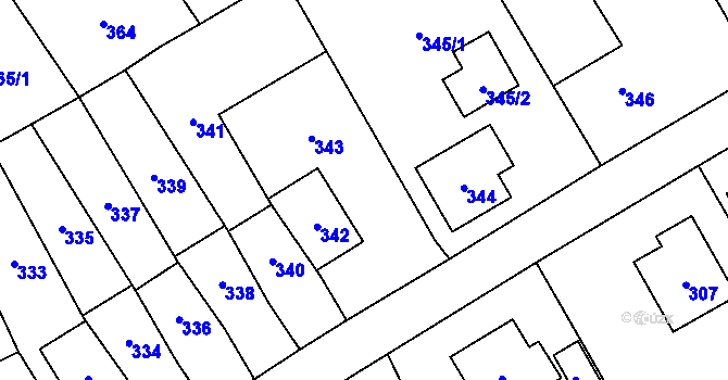 Parcela st. 343 v KÚ Návsí, Katastrální mapa