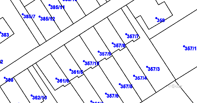 Parcela st. 357/9 v KÚ Návsí, Katastrální mapa