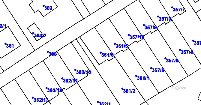 Parcela st. 361/6 v KÚ Návsí, Katastrální mapa