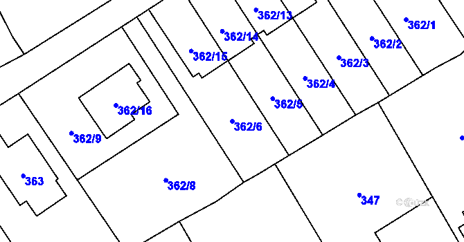 Parcela st. 362/6 v KÚ Návsí, Katastrální mapa