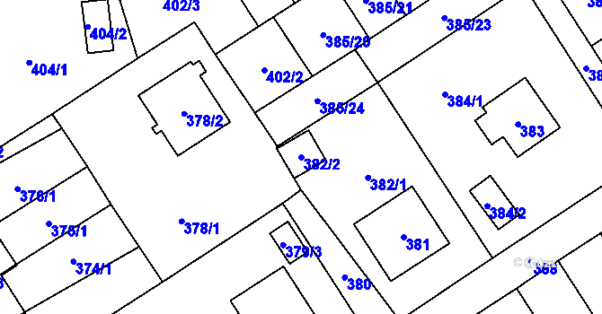 Parcela st. 382/2 v KÚ Návsí, Katastrální mapa
