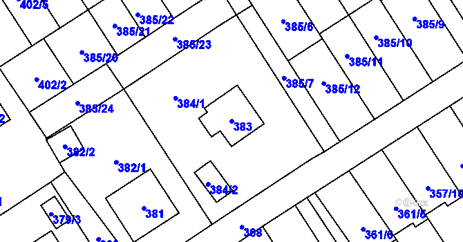Parcela st. 383 v KÚ Návsí, Katastrální mapa