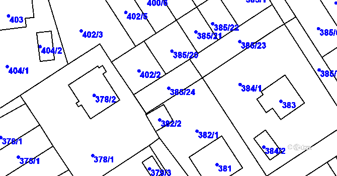 Parcela st. 385/24 v KÚ Návsí, Katastrální mapa