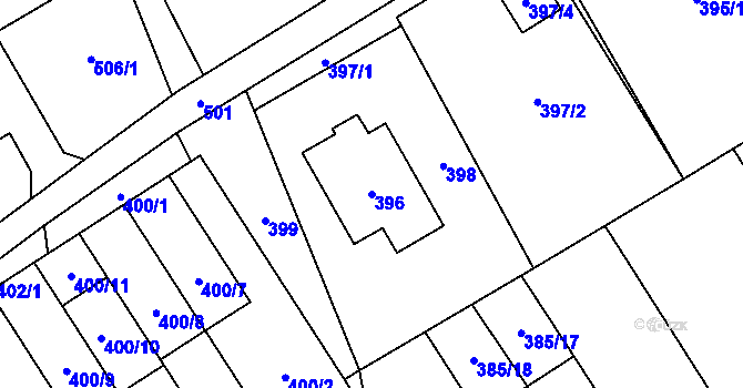 Parcela st. 396 v KÚ Návsí, Katastrální mapa