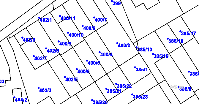 Parcela st. 400/4 v KÚ Návsí, Katastrální mapa