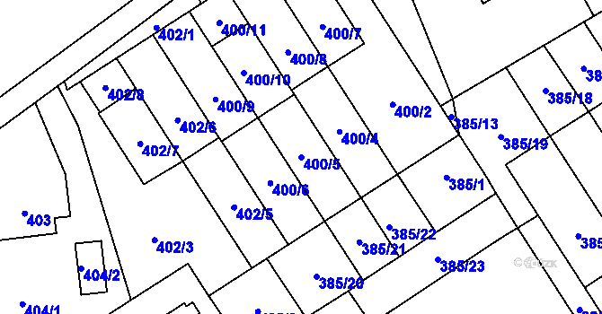 Parcela st. 400/5 v KÚ Návsí, Katastrální mapa