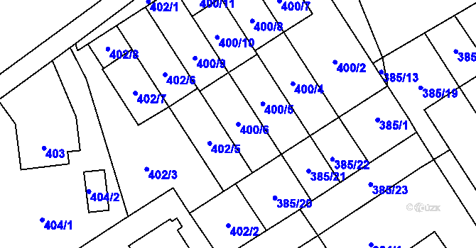 Parcela st. 400/6 v KÚ Návsí, Katastrální mapa