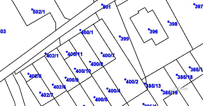 Parcela st. 400/7 v KÚ Návsí, Katastrální mapa