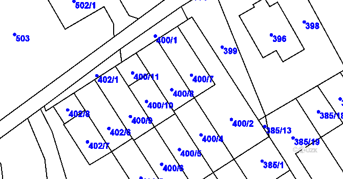 Parcela st. 400/8 v KÚ Návsí, Katastrální mapa
