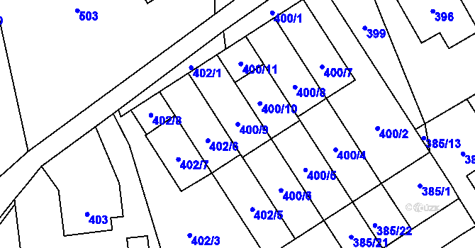Parcela st. 400/9 v KÚ Návsí, Katastrální mapa