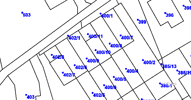 Parcela st. 400/10 v KÚ Návsí, Katastrální mapa