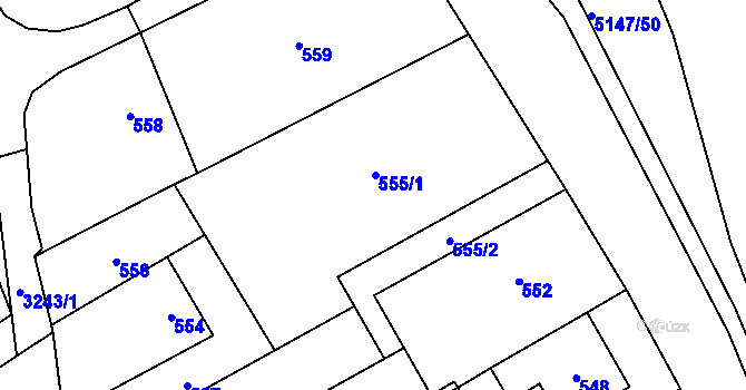 Parcela st. 555 v KÚ Návsí, Katastrální mapa