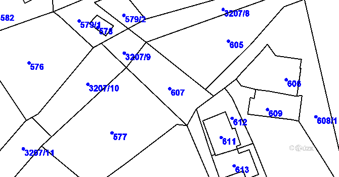 Parcela st. 607 v KÚ Návsí, Katastrální mapa