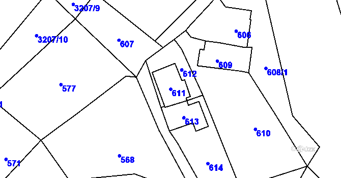 Parcela st. 611 v KÚ Návsí, Katastrální mapa