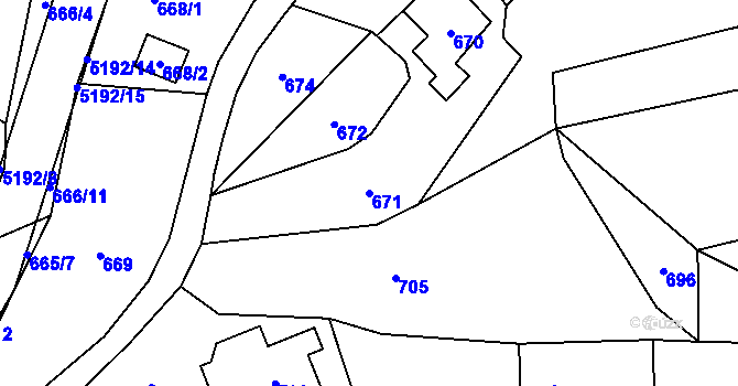 Parcela st. 671 v KÚ Návsí, Katastrální mapa
