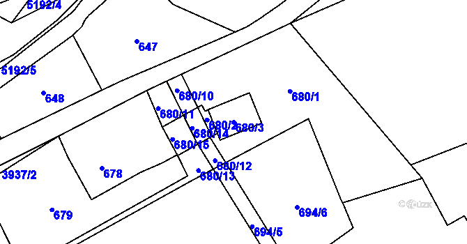 Parcela st. 680/3 v KÚ Návsí, Katastrální mapa
