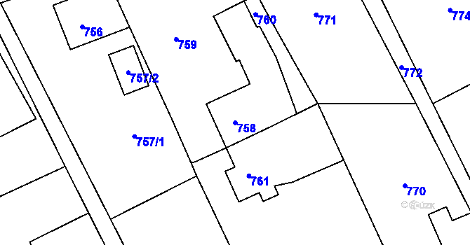 Parcela st. 758 v KÚ Návsí, Katastrální mapa