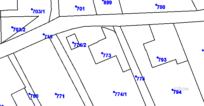 Parcela st. 773 v KÚ Návsí, Katastrální mapa