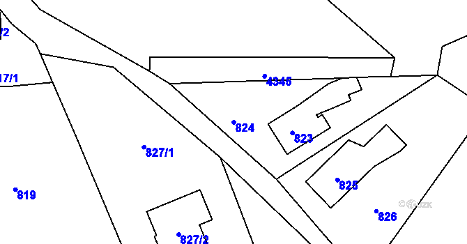 Parcela st. 824 v KÚ Návsí, Katastrální mapa