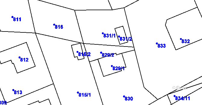 Parcela st. 829/2 v KÚ Návsí, Katastrální mapa