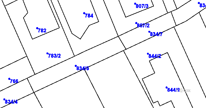 Parcela st. 834/6 v KÚ Návsí, Katastrální mapa
