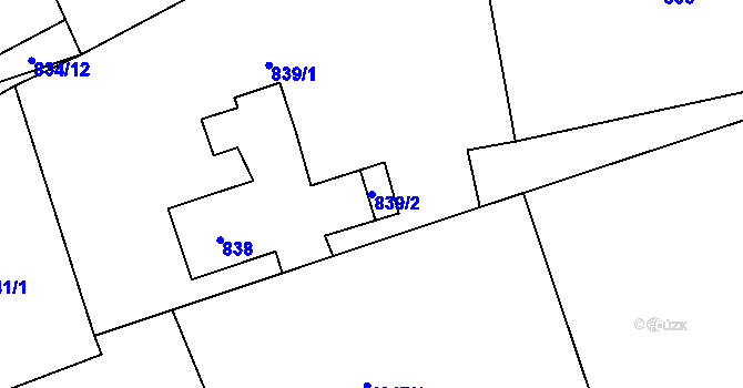 Parcela st. 839/2 v KÚ Návsí, Katastrální mapa